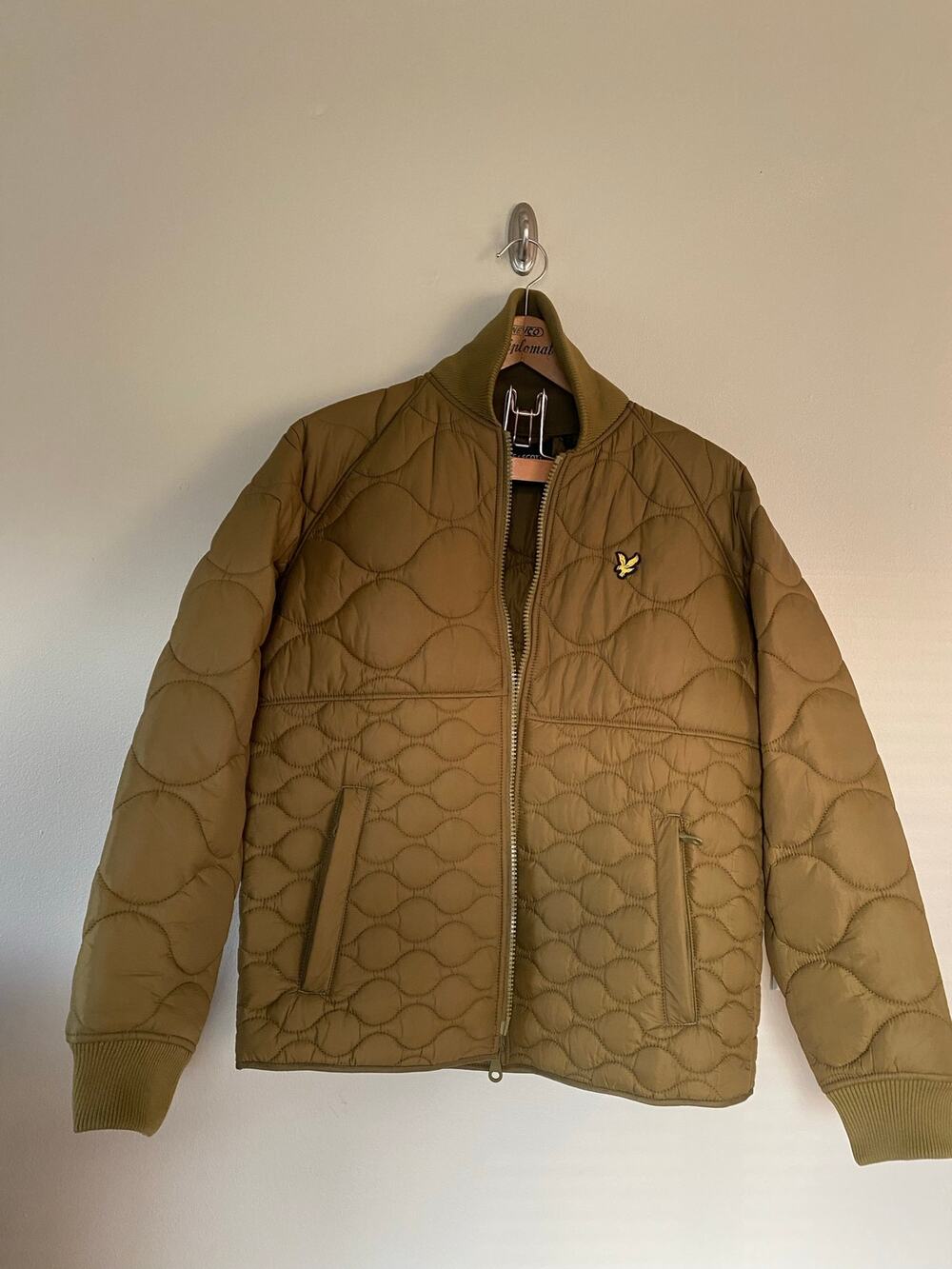 NWT Lyle & Scott Quilted Bomber Jacket Size M Olive Green Mens